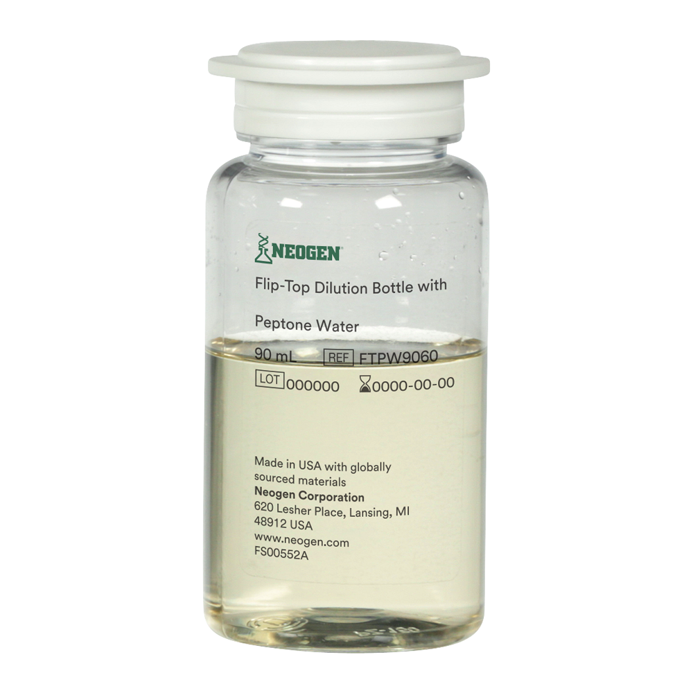 Neogen® Flip-Top Dilution Bottle with Peptone Water
